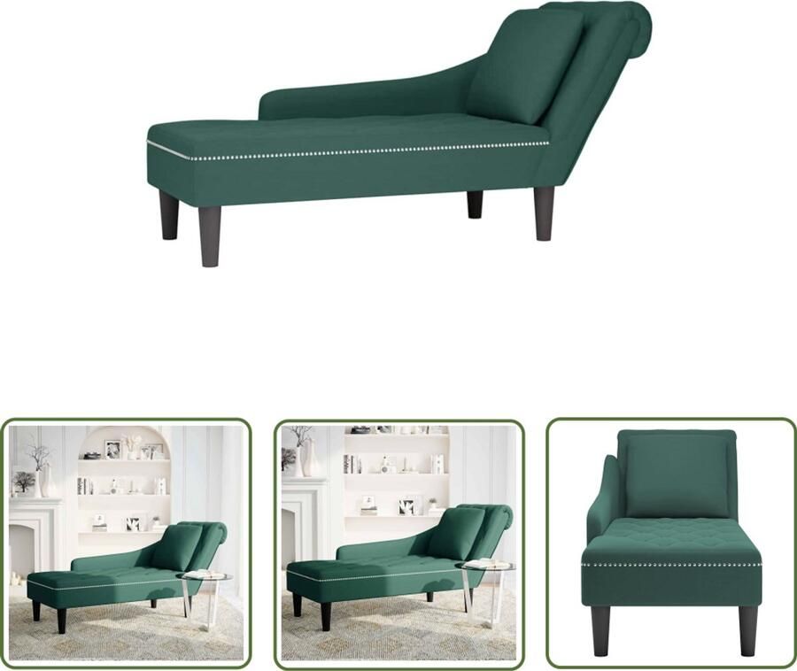 The Living Store Chaise longue met kussen&rechterarmleuning fluweel donkergroen Dynamische Sleutel Gereedschap Mechanica Klikmechanisme Torque Wrench