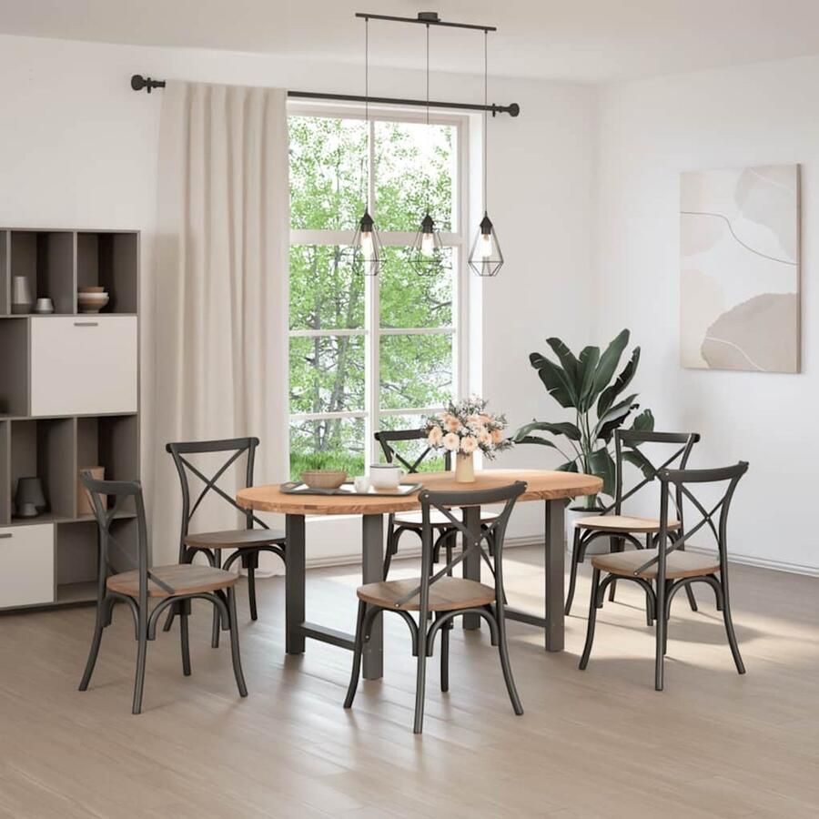 The Living Store Eettafel 180x90x74 cm ovaal massief eikenhout lichtbruin Eettafel Houten Eettafel Eik Eettafel Oval Eettafel Grote Eettafel