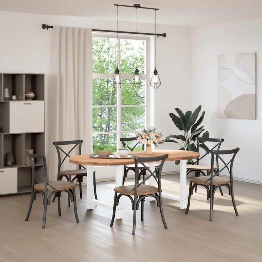 VidaXL Eettafel Ovaal 200x100x74 cm Massief Eiken Eetkamertafel Salontafel Houten Tafel Eikenhouten Tafel Oval Tafel