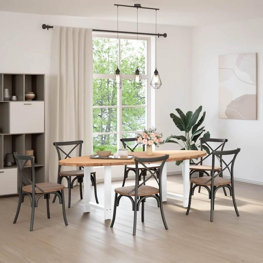 VidaXL Eettafel Ovaal 240x100x74 cm Massief Eikenhout Eetkamertafel Eikenhouten Tafel Ronde Tafel Grote Tafel Salontafel