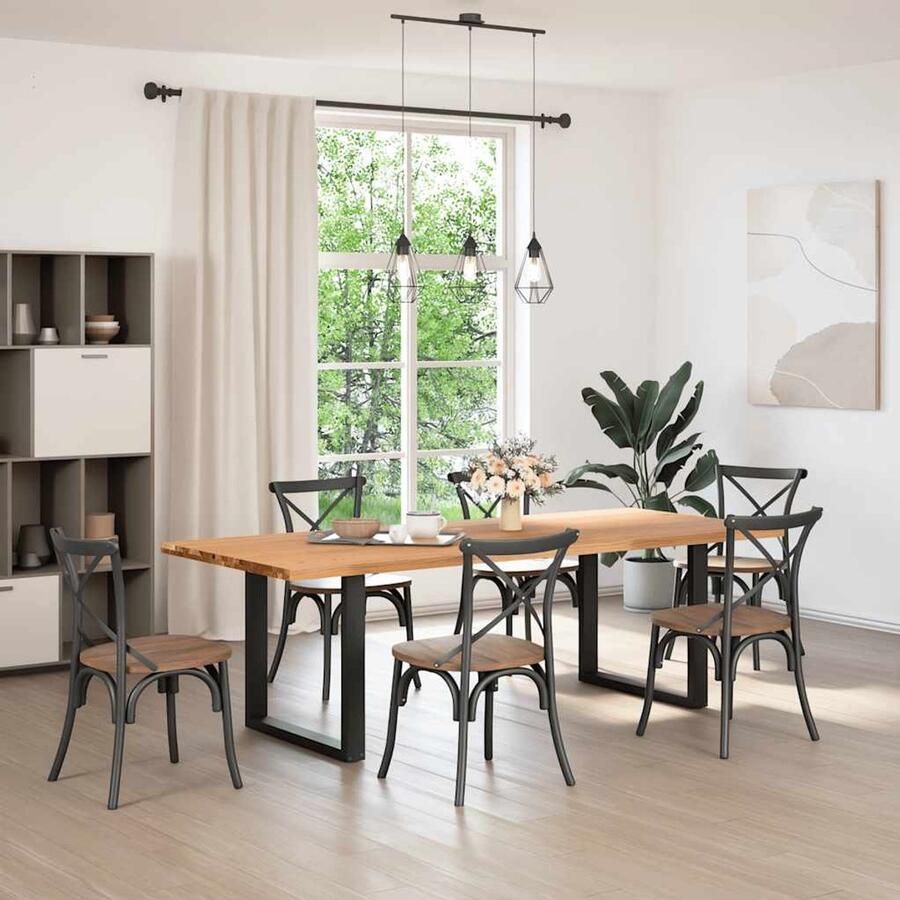 VidaXL Eettafel 240x100x74 cm Massief Eikenhout Eetkamertafel Eikenhouten Tafel Grote Tafel Solide Tafel Design Tafel