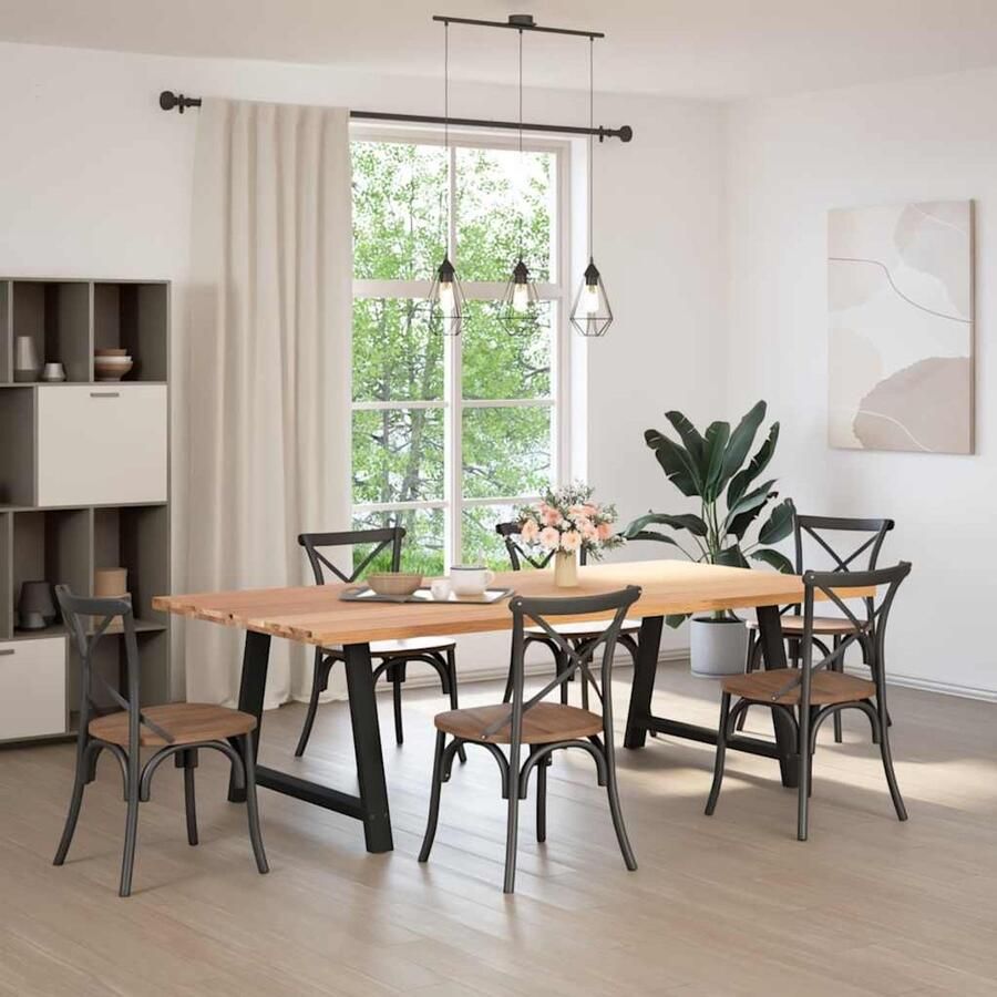 The Living Store Eettafel rechthoekig 240x120x74 cm massief eikenhout lichtbruin Eettafels Salontafels Houten Tafel Eikentafel Grote Eettafel