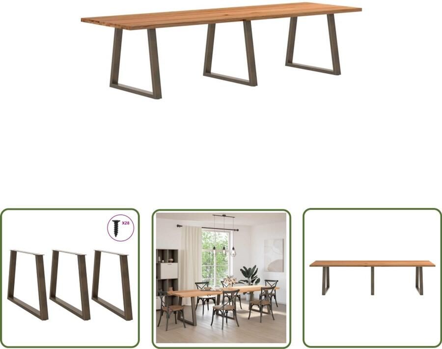 VidaXL Gereedschap Dynamische Sleutel Eettafel rechthoekig 320x100x74 cm massief eikenhout lichtbruin Drapers Tools Klikmechanisme Torque Wrench