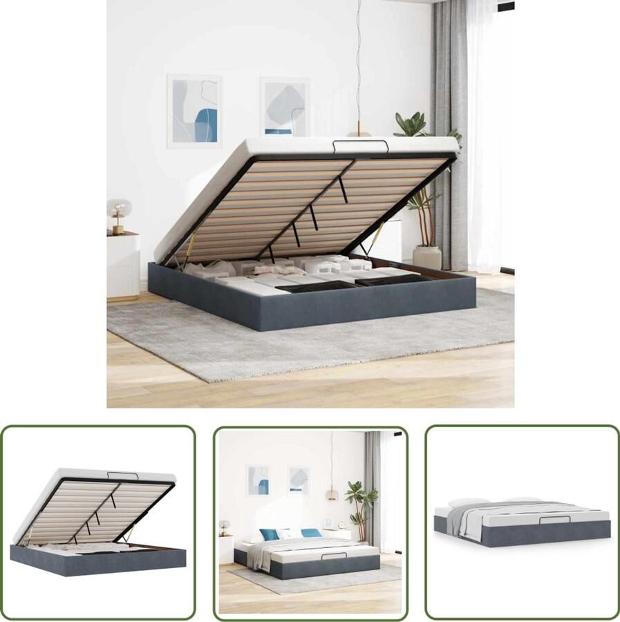 VidaXL Gereedschap Dynamische Sleutel Ottoman bedframe zonder matras 160x200 cm fluweel donkergrijs Sleutelsysteem Klik Mechanisme Torque Wrench