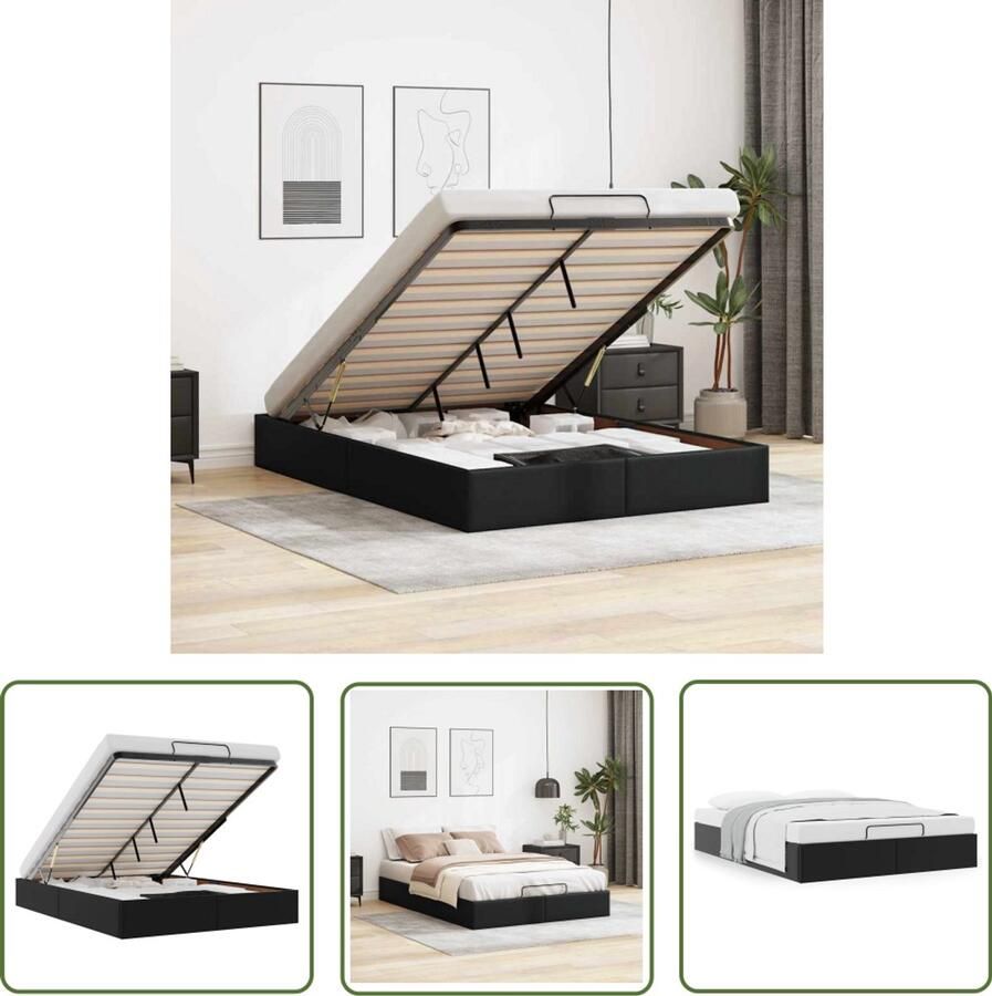 VidaXL Bedframe zonder matras 140x200 cm kunstleer zwart Dynamische Sleutel Gereedschapset Mechanica Klikklok Torque Wrench