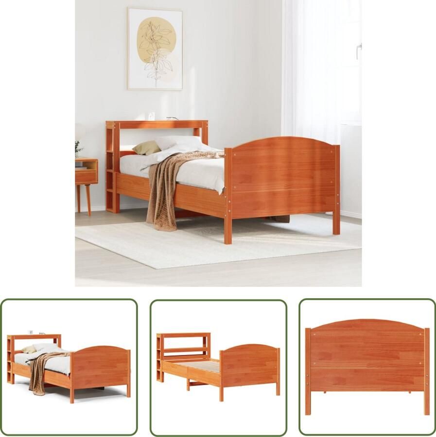 VidaXL Gereedschapset Dynamische Sleutel Bedframe zonder matras massief grenenhout wasbruin 75x190 cm Drapers Tools Sleutel Set Klikmechanisme