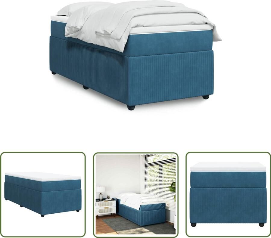 VidaXL Gereedschapset Dynamische Sleutel Boxspring met matras fluweel donkerblauw 90x190 cm Drapers Tools Klikmechanisme Torque Wrench