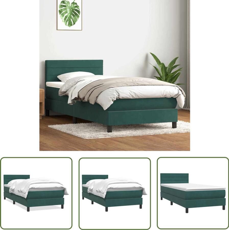 VidaXL Gereedschapset Dynamische Sleutel Boxspring met matras fluweel donkergroen 80x220 cm Draaibare Sleutel Klikmechanisme Torque Wrench