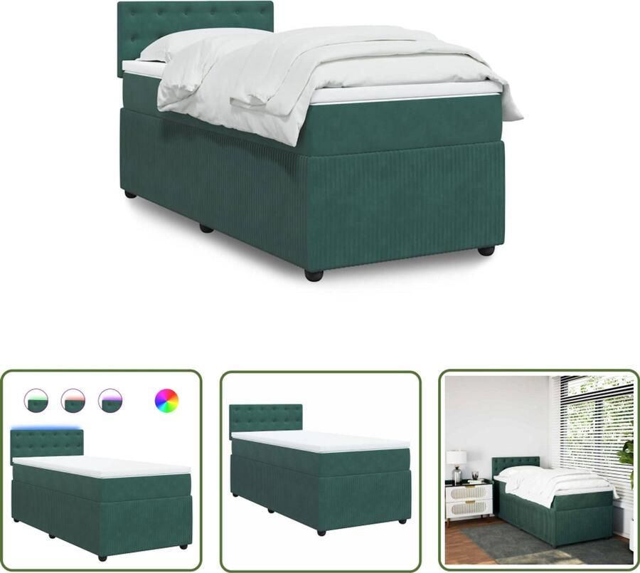 VidaXL Gereedschapset Dynamische Sleutel Boxspring met matras fluweel donkergroen 90x190 cm Draper Tools Sleutelmaten Klikmechanisme