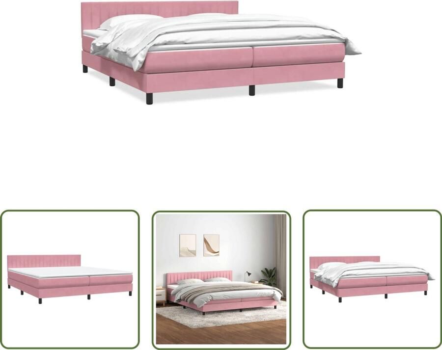 VidaXL Boxspring met matras fluweel roze 180x220 cm Dynamische Sleutel Gereedschapset Drapers Tools Klikmechanisme Torque Wrench