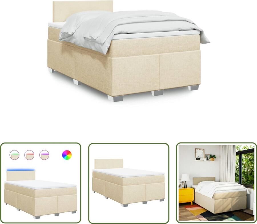 VidaXL Gereedschapset Dynamische Sleutel Boxspring met matras stof crèmekleurig 120x190 cm Draadloos Gereedschap Sleutelsysteem Mechanica