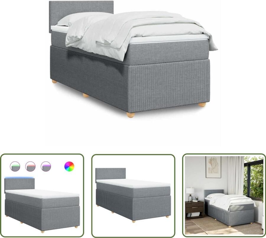 VidaXL Gereedschapset Dynamische Sleutel Boxspring met matras stof lichtgrijs 90x200 cm Draadloos Sleutelsysteem Torque Wrench