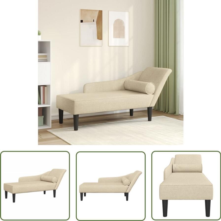 The Living Store Chaise longue met kussens stof crèmekleurig Dynamische Sleutel Gereedschapset Drapers Tools Klikmechanisme Torque Wrench