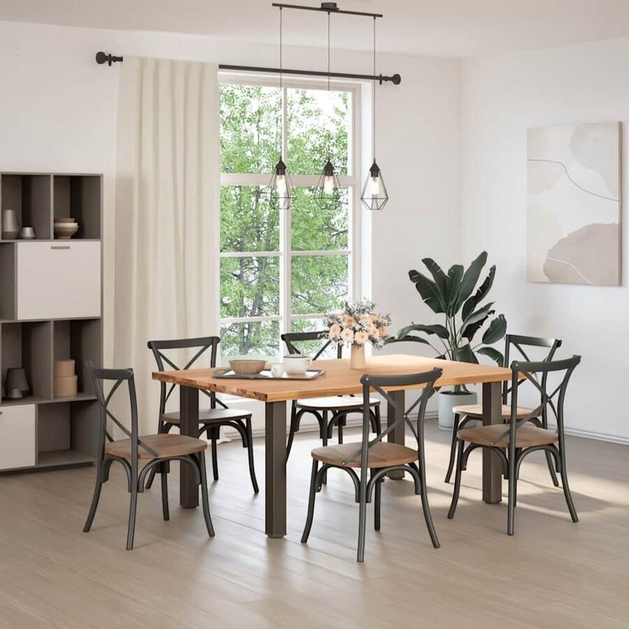 The Living Store Eettafel rechthoekig 180x120x74 cm massief eikenhout lichtbruin Eetkamertafel Eikenhouten Tafel Salontafel Diningtable Grote Tafel