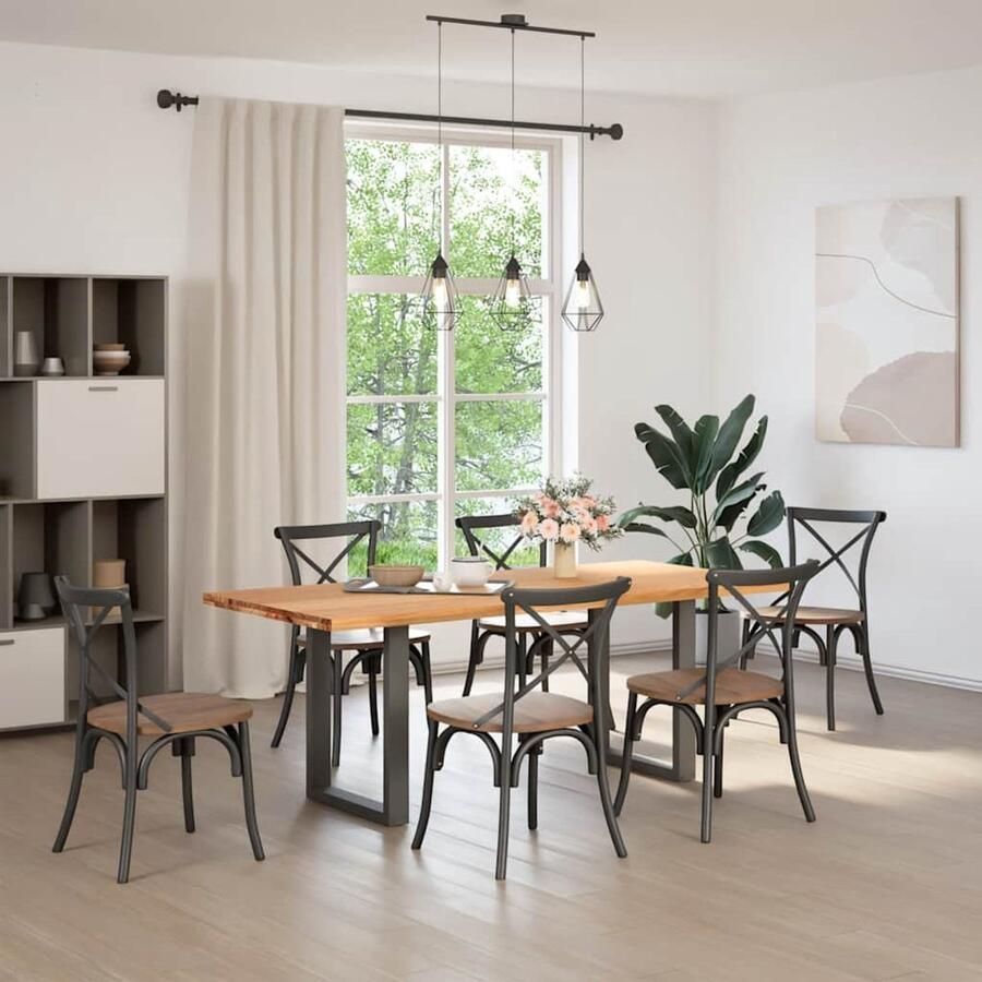 The Living Store Eettafel rechthoekig 200x90x74 cm massief eikenhout lichtbruin Eetkamertafel Houten Tafel Oak Wood Tafel Salontafel Grote Eetkamertafel