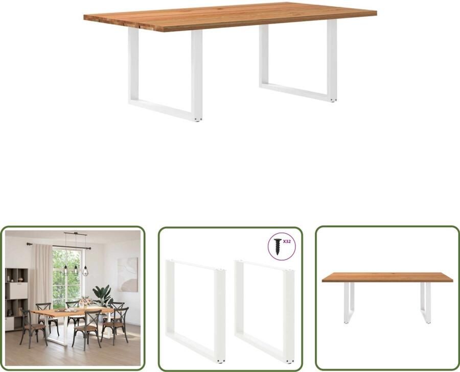 VidaXL Gereedschapset Dynamische Sleutel Eettafel rechthoekig 220x120x74 cm massief eikenhout lichtbruin Draadspanning Torque Wrench Draaibare Sleutel