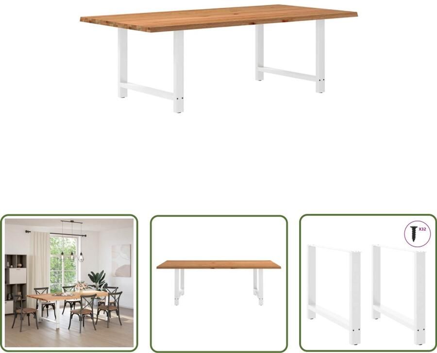 VidaXL Eettafel rechthoekig 240x120x74 cm massief eikenhout lichtbruin Dynamische Sleutel Gereedschapset Draaibare Sleutel Klikmechanisme Torque Wrench