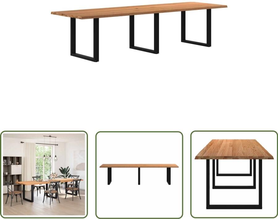 VidaXL Gereedschapset Dynamische Sleutel Eettafel rechthoekig 320x100x74 cm massief eikenhout lichtbruin Draadspanning Torque Wrench Draper Tools