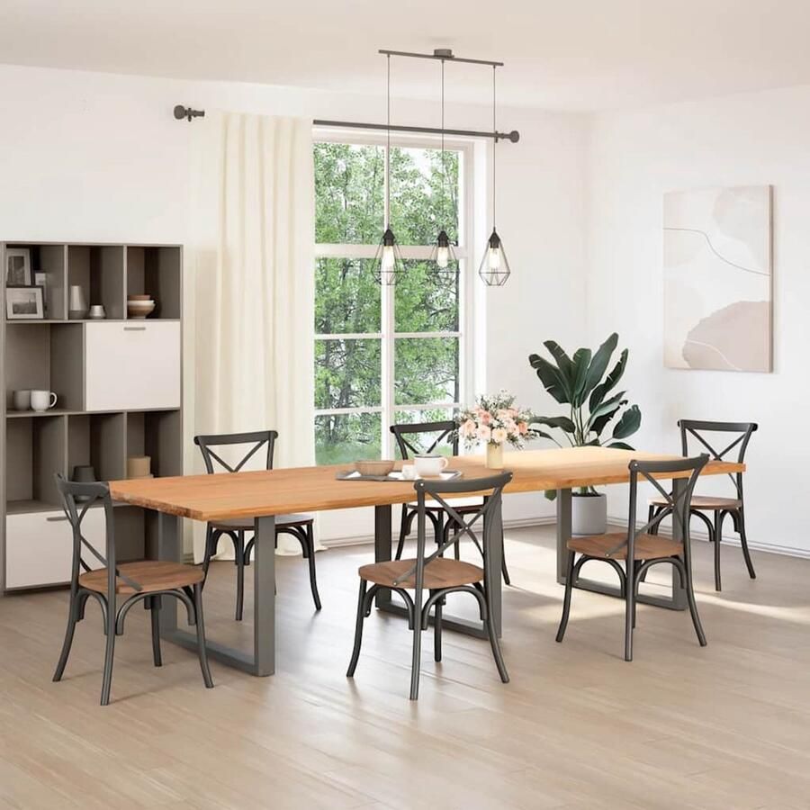 The Living Store Eettafel rechthoekig 320x120x74 cm massief eikenhout lichtbruin Eetkamertafel Eikenhouten Tafel Grote Eettafel Solide Tafel Massief Eikenhout