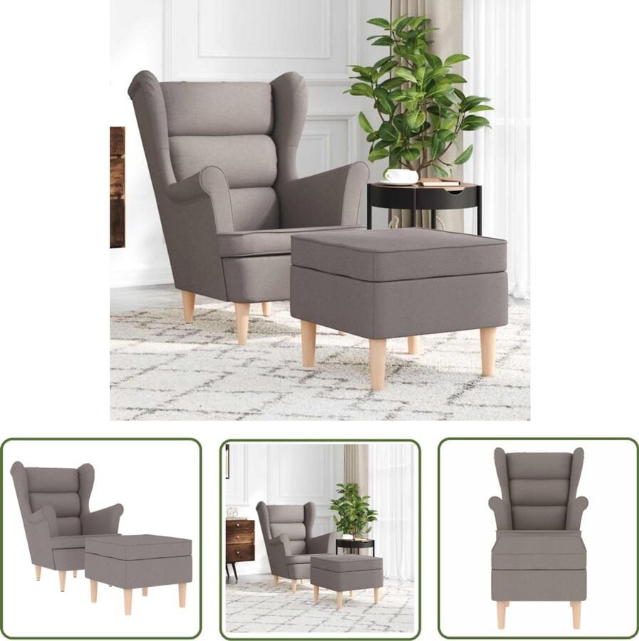 VidaXL Fauteuil met voetenbankje stof taupe Dynamische Sleutel Gereedschapset Sleutelsysteem Klikmechanisme Torque Wrench