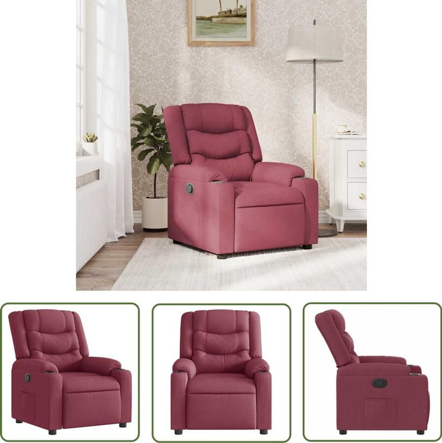 VidaXL Fauteuil verstelbaar stof wijnrood Dynamische Sleutel Gereedschapset Draaibare Sleutel Klikmechanisme Torque Wrench