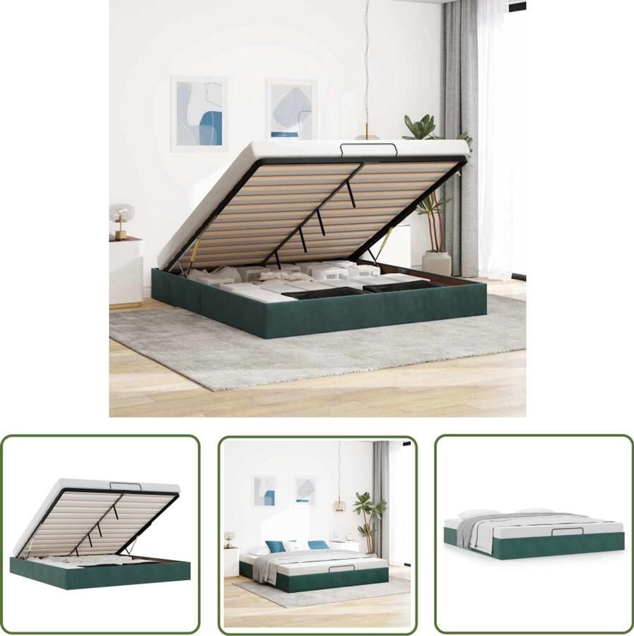 VidaXL Ottoman bedframe zonder matras 180x200 cm fluweel donkergroen Dynamische Sleutel Gereedschapset Klik Mechanisme Draai Moment Torque Wrench