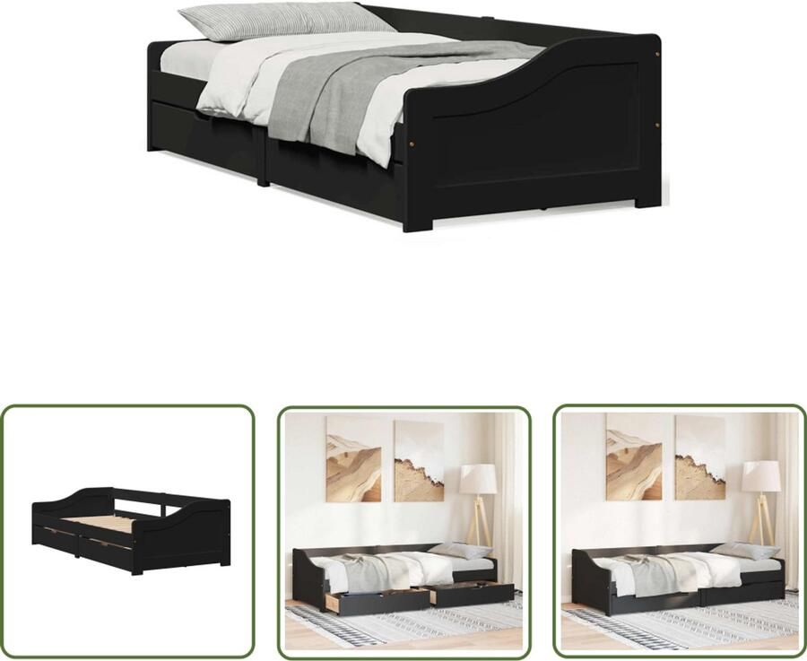 VidaXL Gereedschapset Dynamische Sleutel Slaapbank met 2 lades zonder matras IRUN 90x200 cm zwart Klikmechanisme Torque Wrench Draper Tools