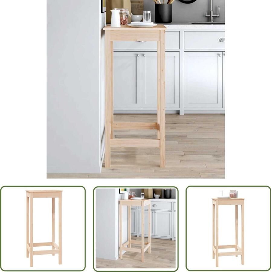 The Living Store Bartafel Grenenhout 50 x 50 x 110 cm Stabiel frame Bartafel Granenhouten Tafel Bistrotafel Hoge Tafel Salontafel - Foto 2