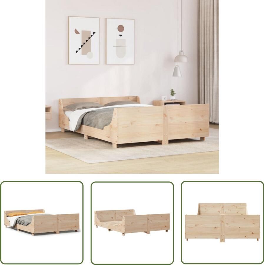 VidaXL Bedframe zonder matras massief grenenhout 140x190 cm Bed Frame Grenen Hout Massief Hout Boxspring Tweepersoonsbed