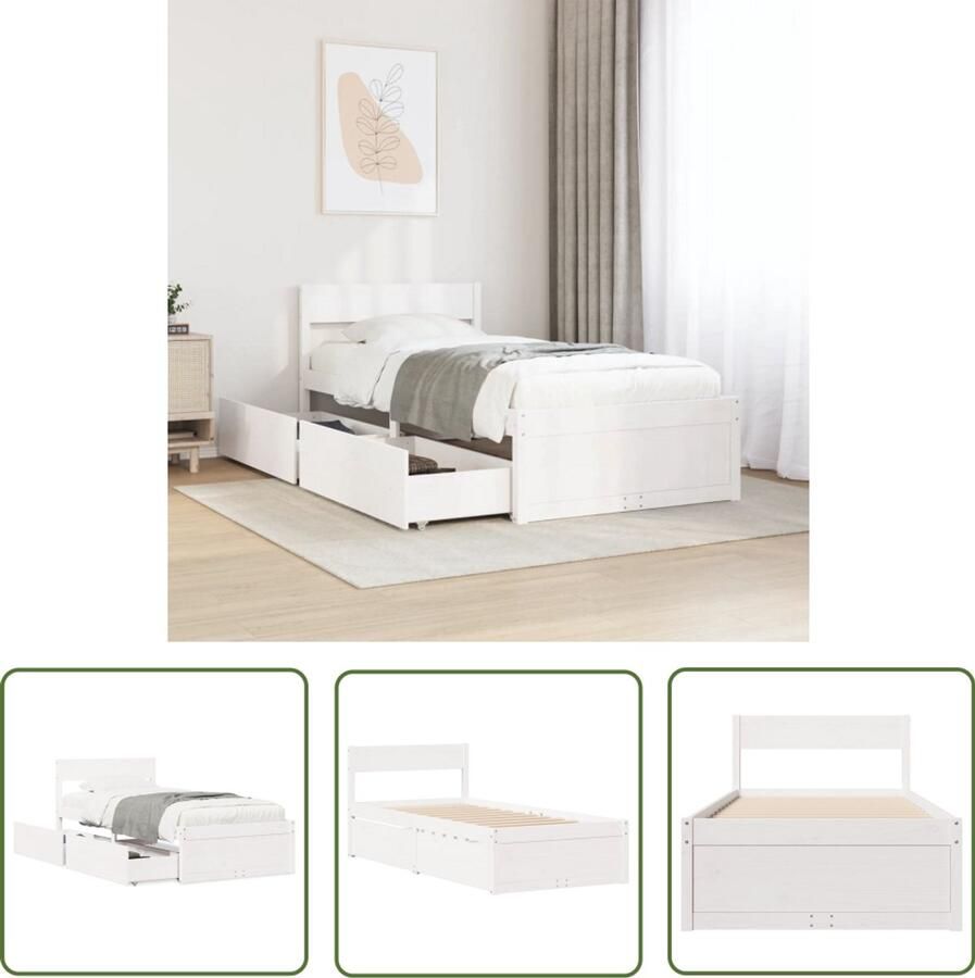 VidaXL Grenen Hout Bed Massief Houten Bed Bedframe zonder matras massief grenenhout wit 140x200 cm Bed Frame Wit Bed Frame 100x200 Tweepersoons Bed