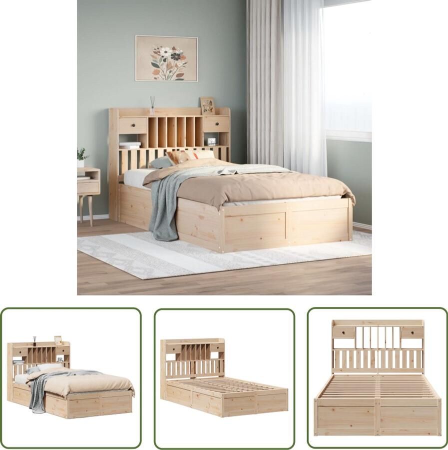 VidaXL Bedframe zonder matras massief grenenhout 135x190 cm Bedframe Grenen Hout Massief Hout Bed Slaapkamer