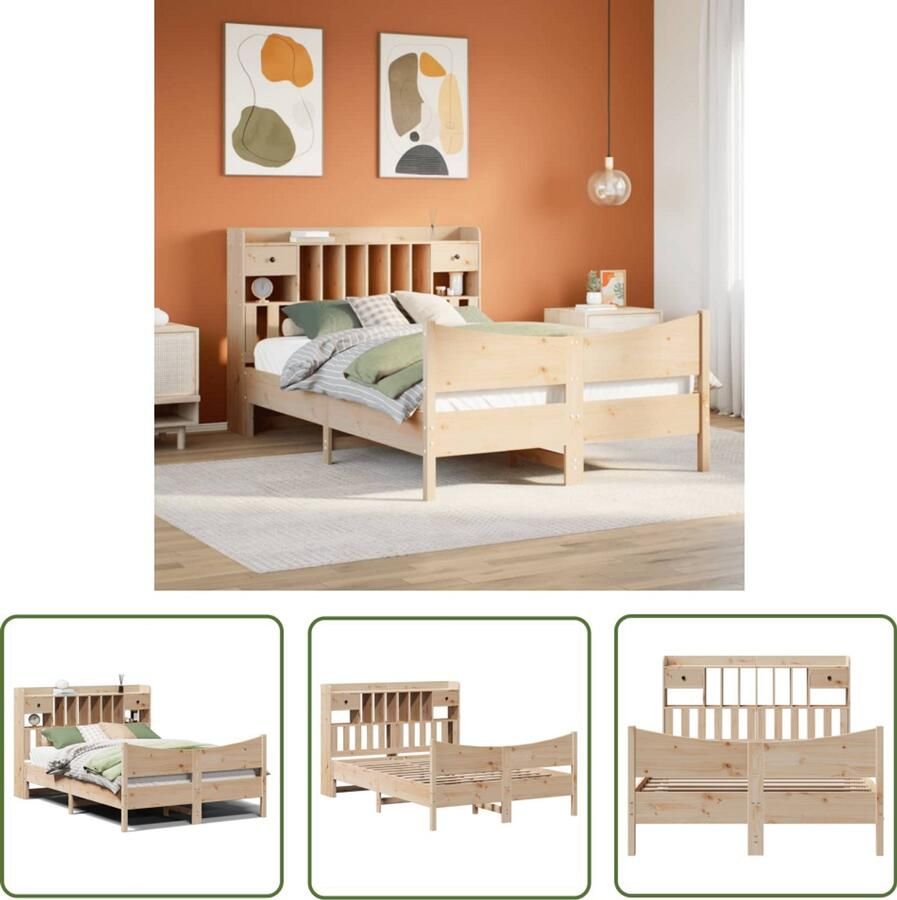 VidaXL Bedframe zonder matras massief grenenhout 140x190 cm Bedframe Grenen Hout Massief Hout Bedbank Boxspring