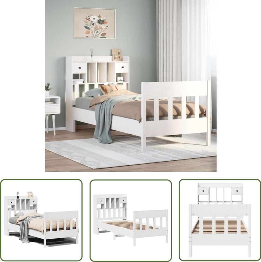 VidaXL Bedframe zonder matras massief grenenhout wit 140x200 cm Bedframe Grenen Hout Wit Bed Slaapkamers