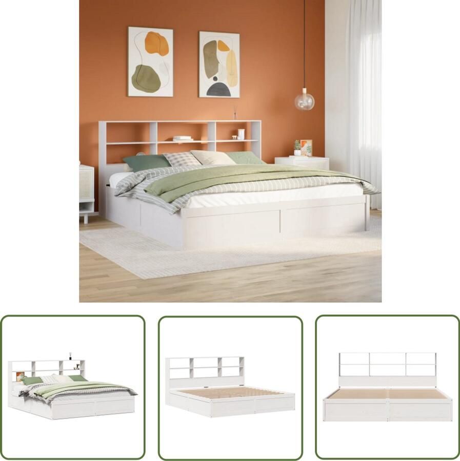 VidaXL Bedframe zonder matras massief grenenhout wit 180x200 cm Bedframe Grenen Hout Wit Bed Slaapkamer