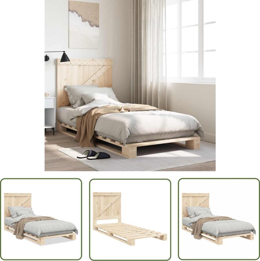 The Living Store Bedframe Grenenhout 90x200 Stevige Lattenbodem Rustieke uitstraling Bedframe Grenenhout Bed Massief Houten Bed Tweepersoons Bed Boxspring Bed