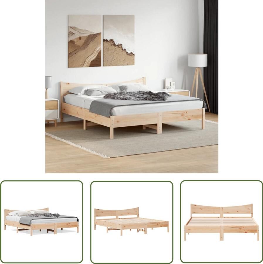 VidaXL Grenenhout Bed Frame Massief Hout Bed Bedframe zonder matras massief grenenhout 200x200 cm Tweepersoons Bed Boxspring Bed Slaapcomfort