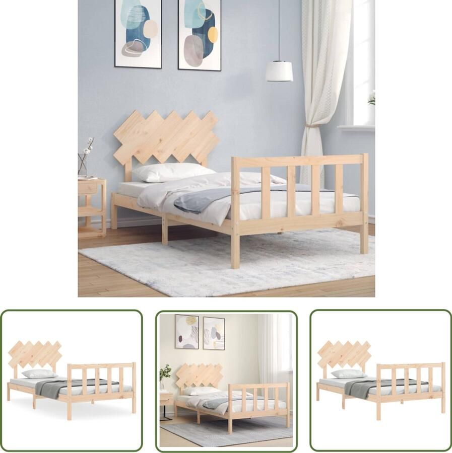 VidaXL Grenenhout Bed Massief Grenenhout Bed Frame Bedframe zonder matras massief grenenhout 100x200 cm Bed Frame 100x200 Tweepersoons Bed Frame Vintage Bed Frame