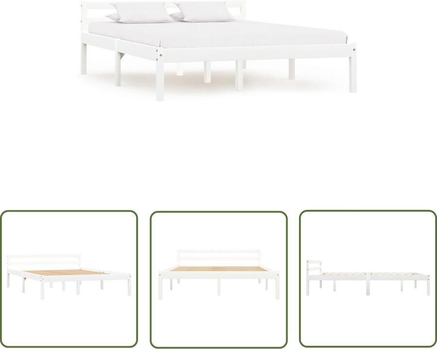 The Living Store Bedframe massief hout wit 120x200 cm Bedframe Bedframes Tweepersoonsbed Bed Bedombouw Dubbel Bed Frame Bed Frame Ledikant Bedframe Met Hoofdeinde Tweepersoonsbedden - Foto 4