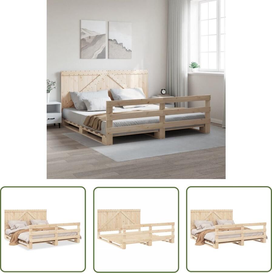 The Living Store Massief Grenen Bed Frame 200 x 200 cm Stevige Lattenbodem Massief Hout Bed Grenenhout Bed Tweepersoons Bed Boxspring Frame Bed Frame