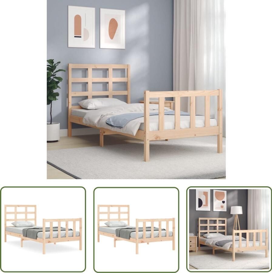 VidaXL Grenenhout Bed Massief Hout Bed Bedframe zonder matras massief grenenhout 100x200 cm Slaapcomfort Bedframe Tweepersoonsbed