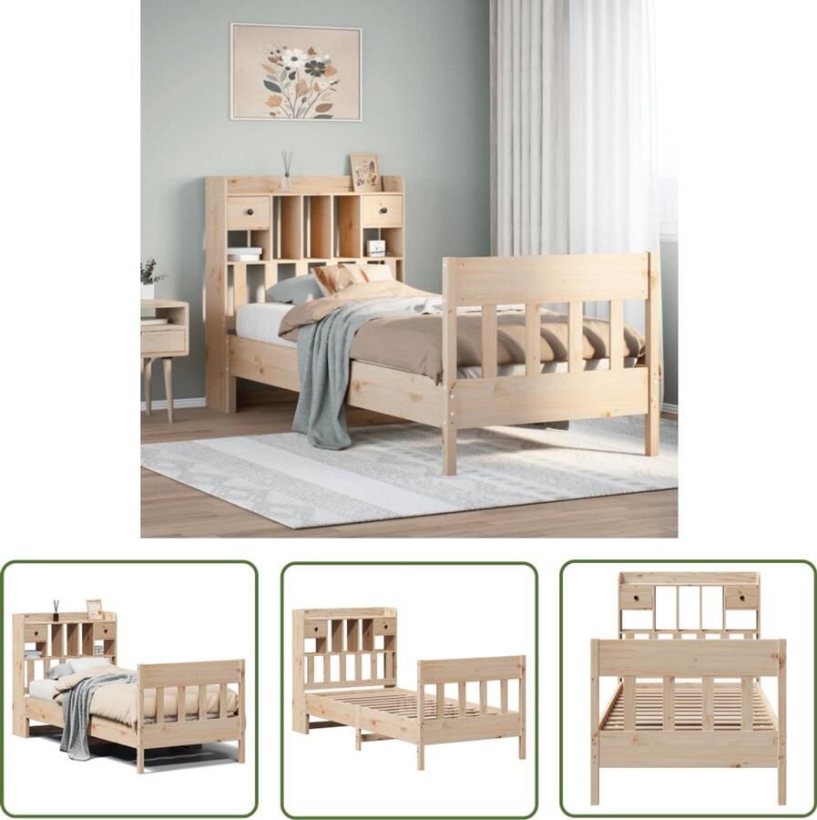 The Living Store Bedframe zonder matras massief grenenhout 100x200 cm Massief Hout Bed Grenenhout Bed Tweepersoons Bed Met Lade Bed Met Opbergruimte