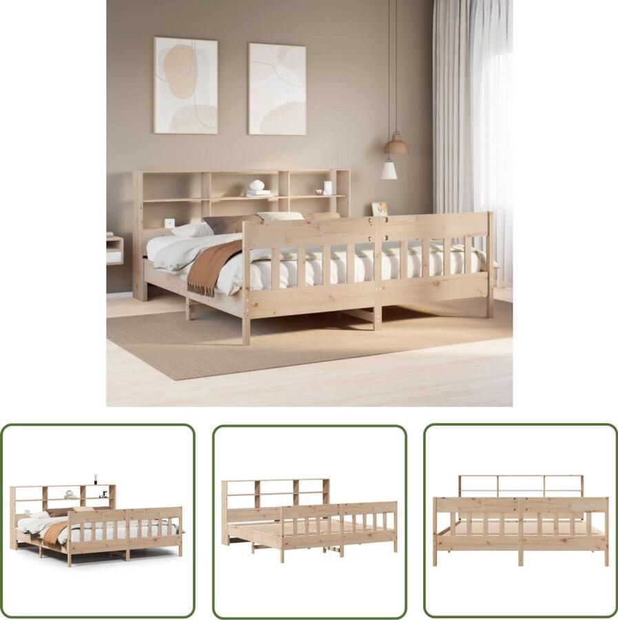 The Living Store Bedframe zonder matras massief grenenhout 180x200 cm Massief Hout Bed Grenenhout Bed Hoofd- En Voeteneind Bed Met Opbergvak Tweepersoons Bed