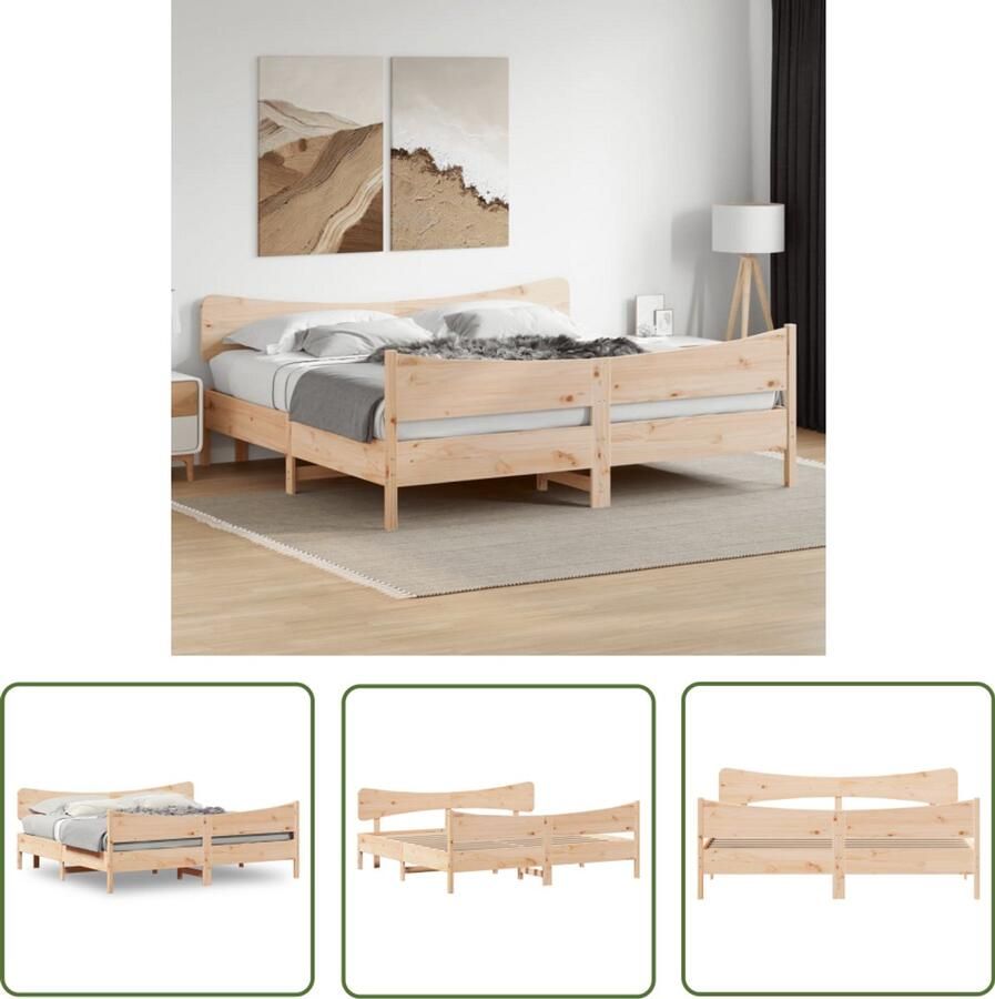 VidaXL Grenenhout Bed Massief Hout Bed Frame Bedframe zonder matras massief grenenhout 200x200 cm Tweepersoons Bed Boxspring Bed Slaapcomfort