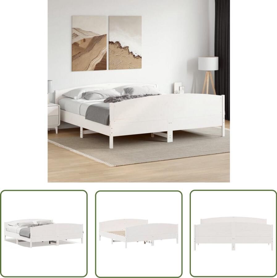 VidaXL Grenenhout Bed Massief Hout Bed Frame Bedframe zonder matras massief grenenhout wit 180x200 cm Wit Bed Frame King Size Bed Frame Boxspring Bed Frame