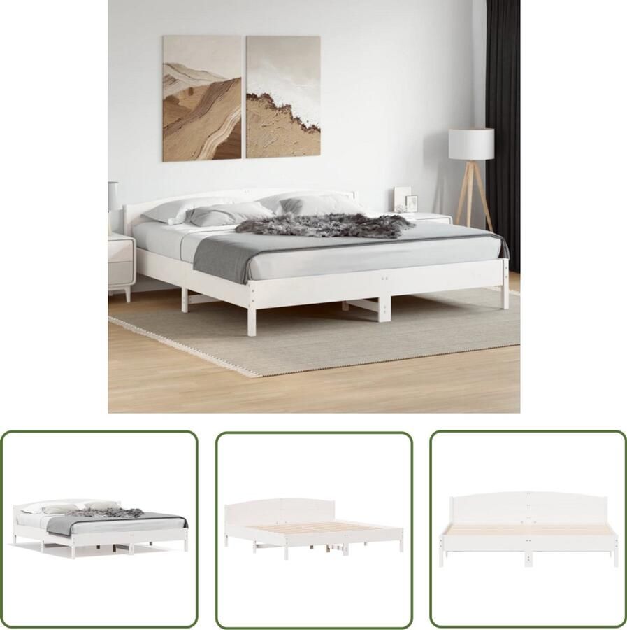 VidaXL Bedframe zonder matras massief grenenhout wit 180x200 cm Massief Hout Bed Frame Grenenhout Bed Wit Bed Frame King Size Bed Boxspring Bed