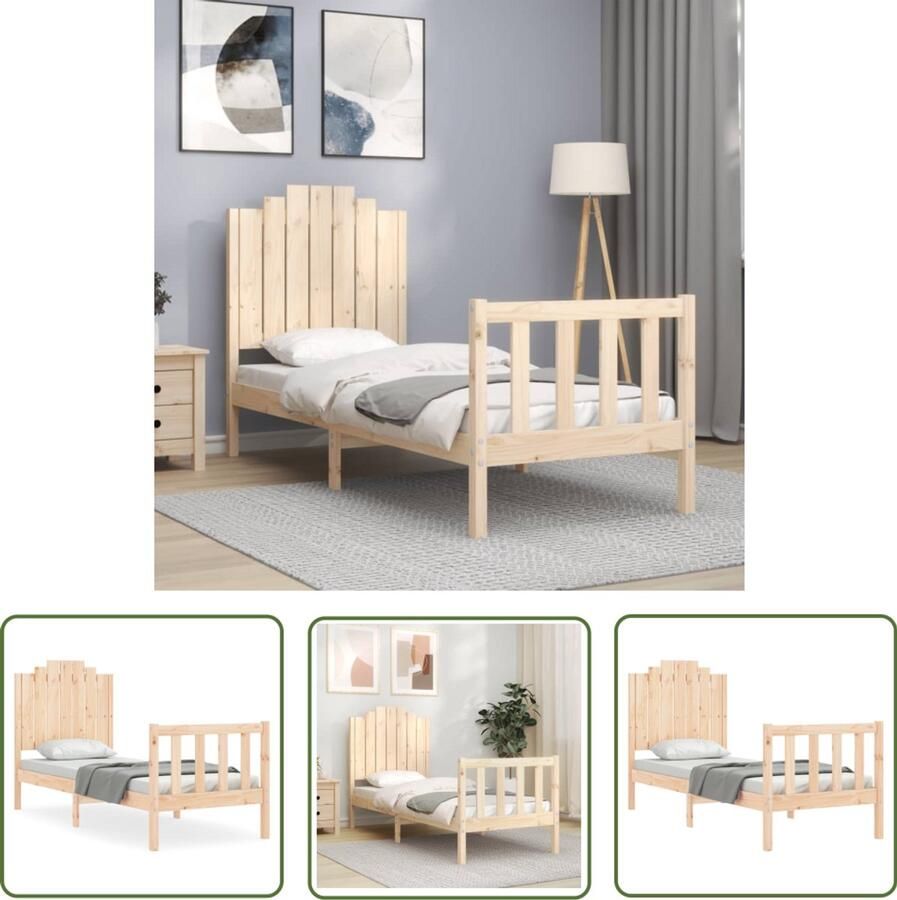 VidaXL Grenenhout Bed Massief Houten Bed Bedframe met hoofdbord massief hout Bed Frame Tweepersoons Bed King Size Bed - Foto 3