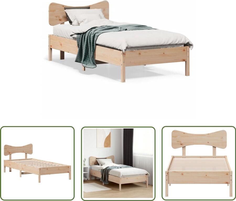 VidaXL Bedframe 75x190 cm Massief Grenenhout Massief Houten Bed Bedframe Grenenhout Houten Bedkast Tweepersoonsbed Kingsize Bed
