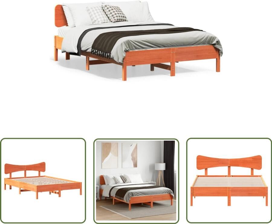 The Living Store Bedframe zonder matras massief grenenhout wasbruin 120x190 cm Massief Houten Bed Grenenhout Bed Tweepersoons Bed Boxspring Frame Bed Frame