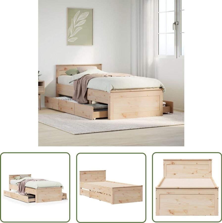 VidaXL Bedframe zonder matras met hoofdbord grenenhout 100x200 cm Bedframe Grenenhout Bed Slaapkamerr Hoofdbord