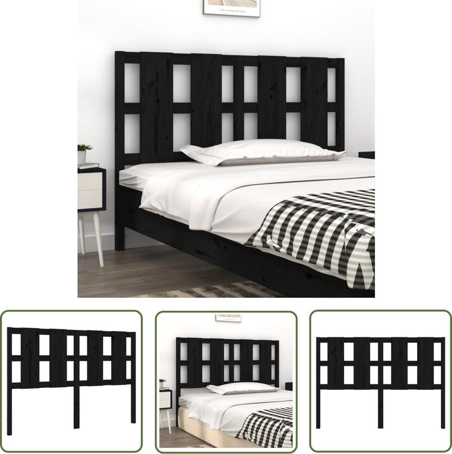The Living Store Hoofdbord 125 5x4x100 cm massief grenenhout zwart Hoofdboard Grenenhout Zwarte Hoofdbord Hoofdeinde Bedroom Decor